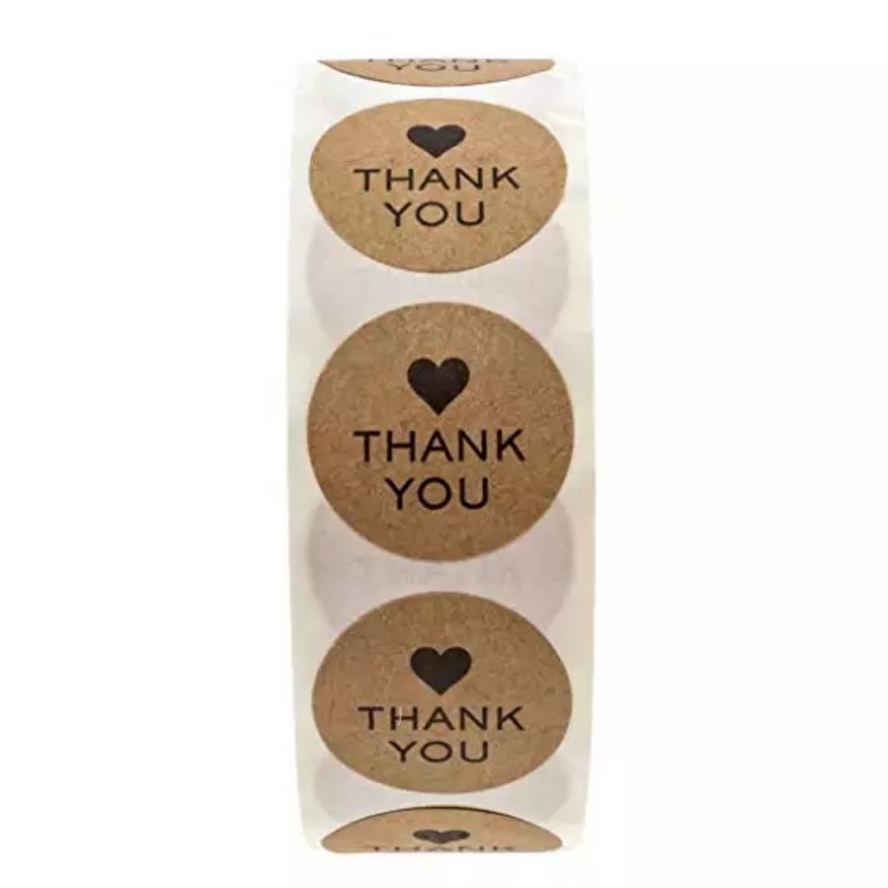 500 Thank You Stickers 1”Rounds Kraft PRICE FIRM - Picture 4 of 5